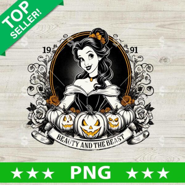 Belle Disney Halloween PNG, Beauty And The Beast Halloween Sublimation PNG