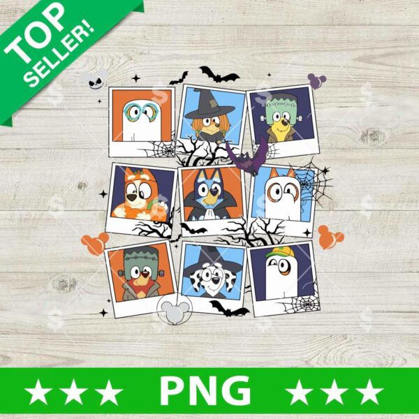Bluey Halloween Cartoon Characters PNG, Halloween Cartoon Sublimation PNG
