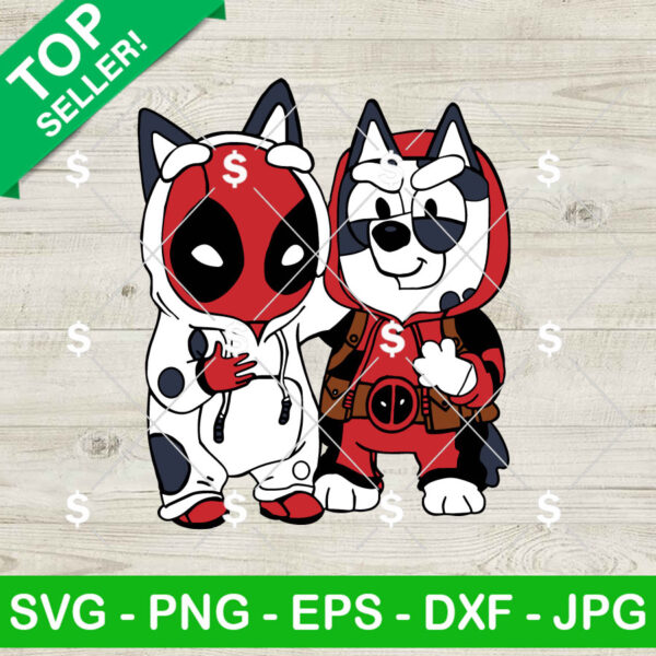 Deadpool Bluey SVG, Bluey Superhero Friends SVG, Bluey Characters SVG