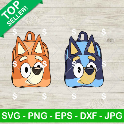 Bluey Backpack School Bag Svg