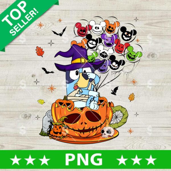 Bluey Tea Cup Halloween PNG, Bandit Heeler Halloween Sublimation PNG