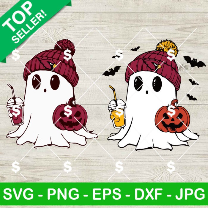 Bougie Ghost Arizona Cardinals NFL Halloween SVG, NFL Football Halloween SVG, Ghost NFL Beanie Hat SVG