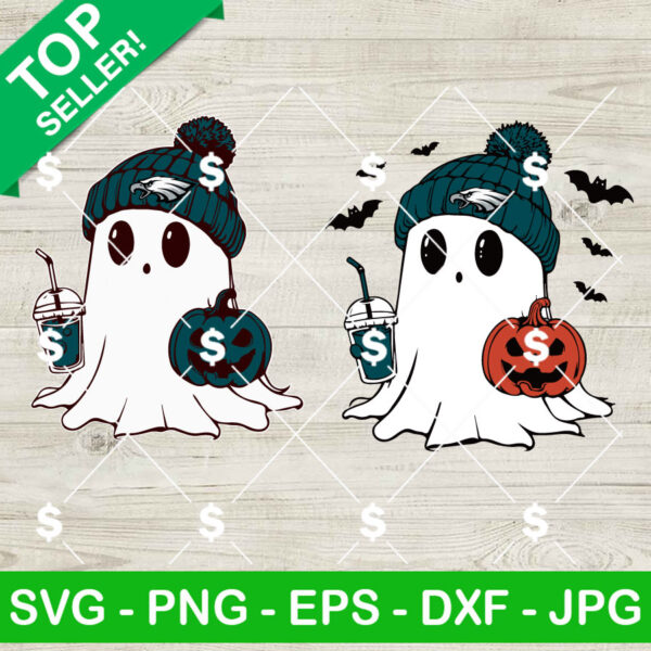 Bougie Ghost Philadelphia Eagles Football Halloween SVG, NFL Football Halloween SVG, Philadelphia Eagles Football SVG