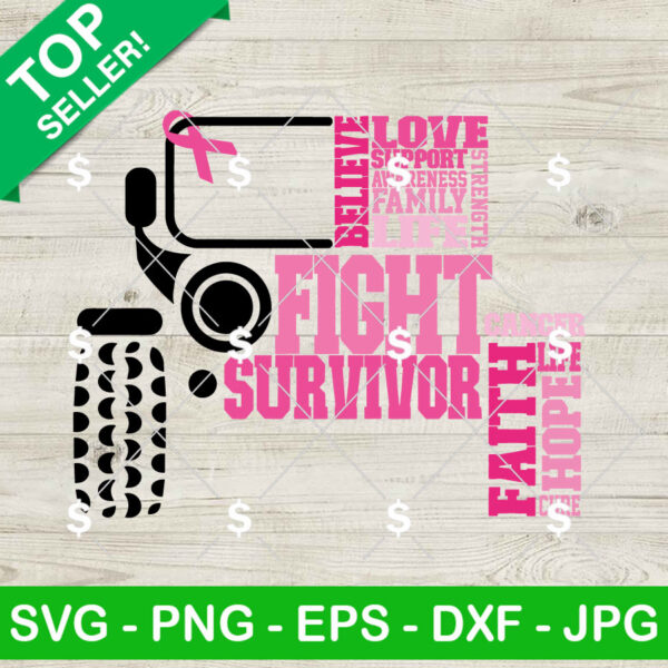 Breast Cancer 4x4 Off Road Car SVG, Breast Cancer Jeep SVG, Off Road Pink Ribbon PNG Digital Files