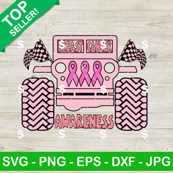 Breast Cancer Off Road SVG, Breast Cancer Pink Jeep SVG, Jeep Offroad Breast Cancer Ribbon SVG Files