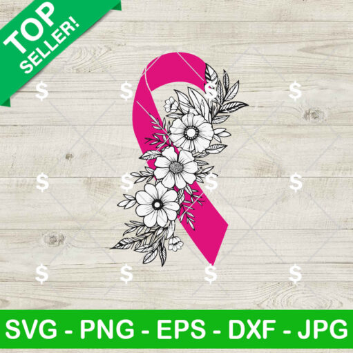 Breast Cancer Pink Ribbon Flower Svg