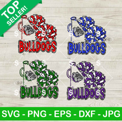 Bulldogs Mascot Cheer Pom Poms SVG Bundle