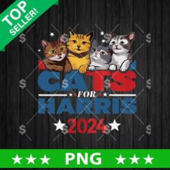 Cats For Harris 2024 PNG, Kamala Harris Cat Sublimation PNG