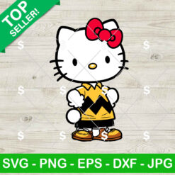 Hello Kitty With Charlie Brown Suit SVG, Hello Kitty Peanuts SVG, Sanrio Charlie Brown SVG Files