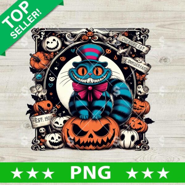 Cheshire Disney Cat Halloween PNG, Alice In Wonderland Sublimation PNG