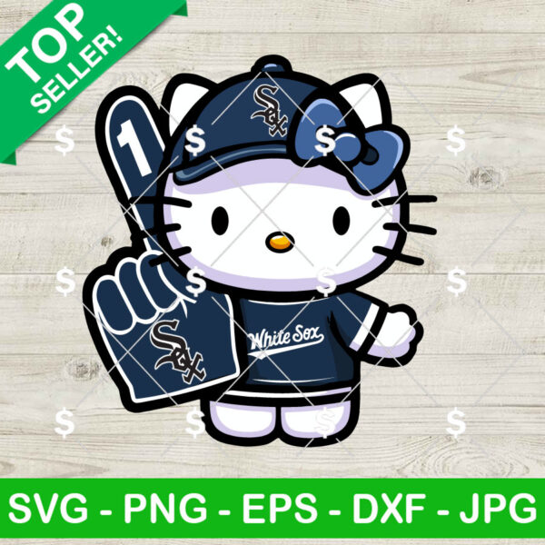 Chicago White Sox Hello Kitty MLB SVG, Hello Kitty Baseball Cheerleader SVG, Cute Cat MLB SVG