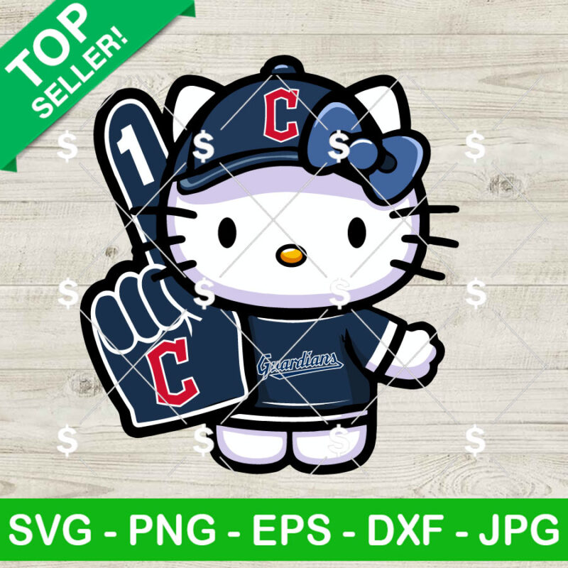Cleveland Guardians Kitty Cat MLB SVG, Hello Kitty Baseball Cheerleader SVG, Cleveland Cat MLB SVG