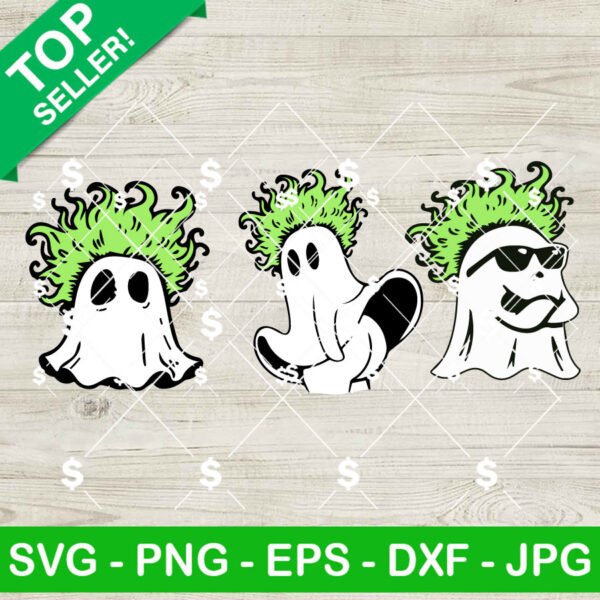 Cute Ghost Beetlejuice Hair SVG Bundle, Beetlejuice Green Hair SVG, Beetlejuice Sunglasses SVG