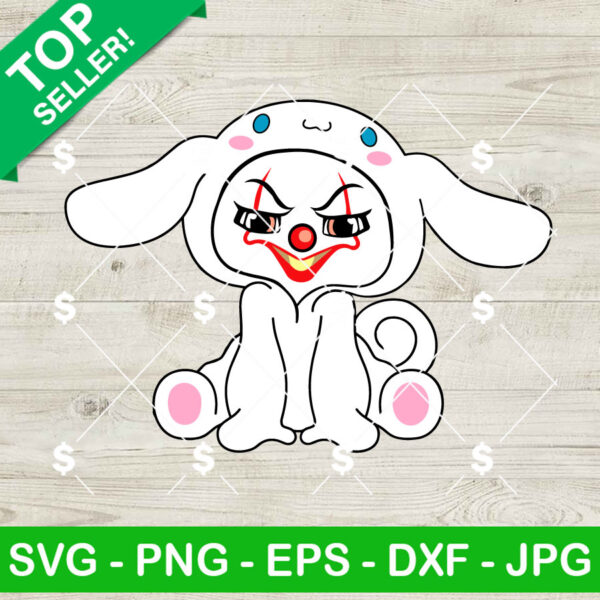 Cute Pennywise With Cinnamoroll Suit SVG, Pennywise And Cinnamoroll SVG, Horror Cinnamoroll Suit SVG