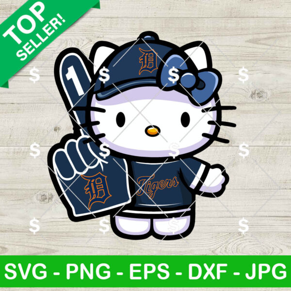 Detroit Tigers Kitty MLB Fan SVG, Hello Kitty Baseball Cheerleader SVG, Detroit Tigers Kitty MLB SVG