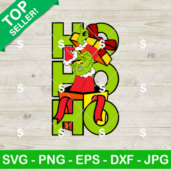 Grinch Christmas Ho Ho Ho Door Sign SVG, Grinch Santa SVG, Grinch Decor Christmas PNG Digital Files