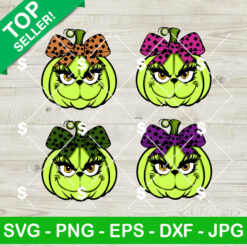 Grinch Pumpkin Conquette Bow SVG Bundle