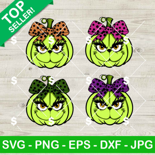 Grinch Pumpkin Conquette Bow SVG Bundle