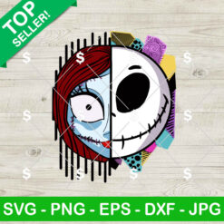 Half Jack Half Sally Skellington Face SVG, Nightmare Before Christmas Couple SVG, Halloween Couple Digital Files