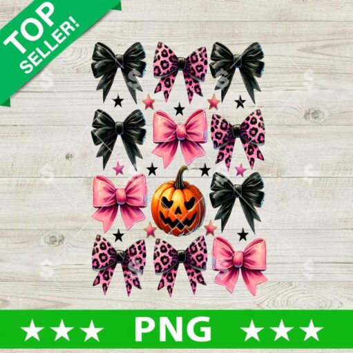 Halloween Coquette Bow Jack o lantern PNG