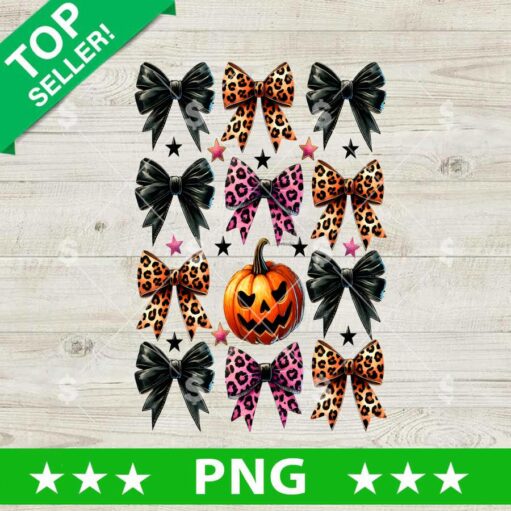 Halloween Coquette Bow Pumpkin Face Png