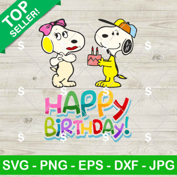 Happy Birthday Snoopy SVG