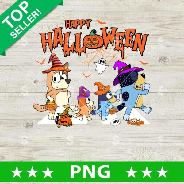 Happy Halloween Bluey Cartoon The Beatles PNG, Bluey The Beatles Sublimation PNG