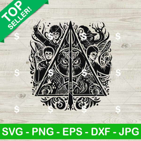 Harry Potter Mandala SVG, The Deathly Hallows Mandala SVG, Magic Movie Characters PNG Digital Files