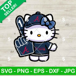 Hello Kitty Atlanta Braves MLB SVG, Hello Kitty Baseball Cheerleader SVG, Kitty MLB SVG