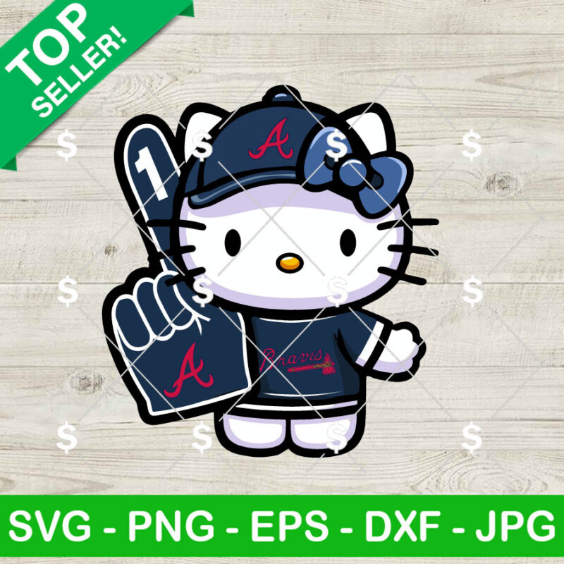 Hello Kitty Atlanta Braves MLB SVG, Hello Kitty Baseball Cheerleader SVG, Kitty MLB SVG