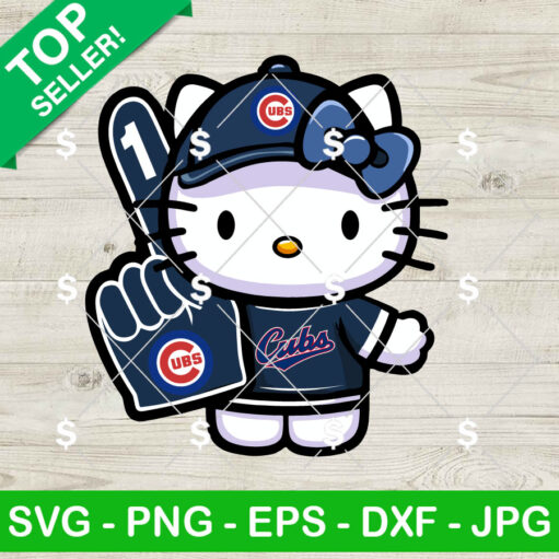 Hello Kitty Chicago Cubs MLB Fan SVG