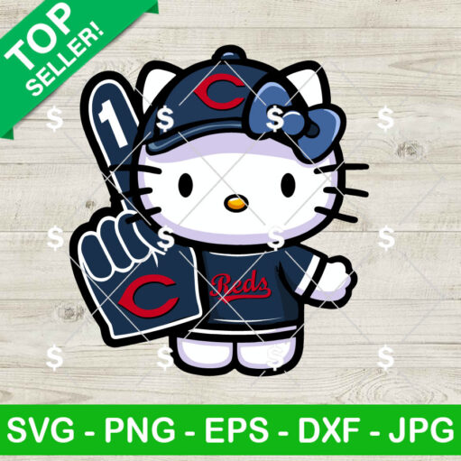 Hello Kitty Cincinnati Reds Mlb Svg