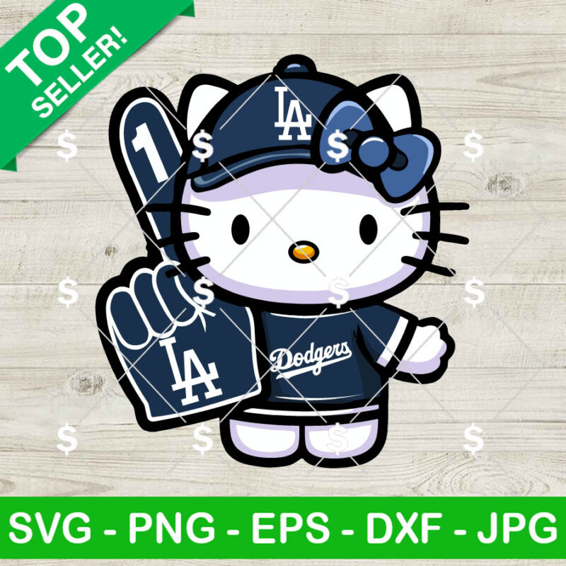 Hello Kitty Los Angeles Dodgers MLB Fan SVG, Hello Kitty Baseball Cheerleader SVG, Kitty MLB SVG