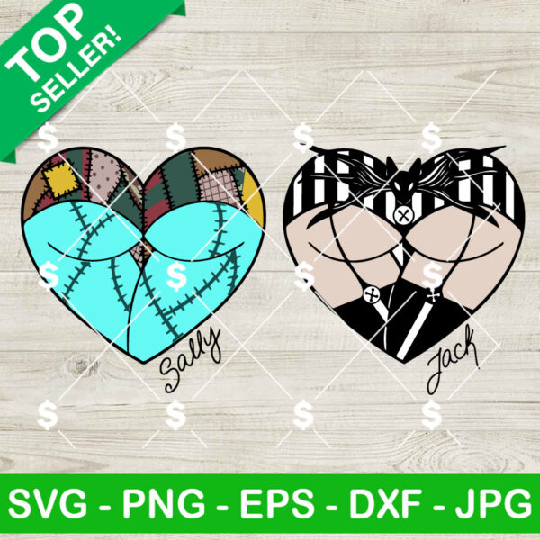 Jack And Sally Spooky Butt Halloween SVG, Jack Skellington Couple SVG, Spooky Nightmare Before Christmas SVG