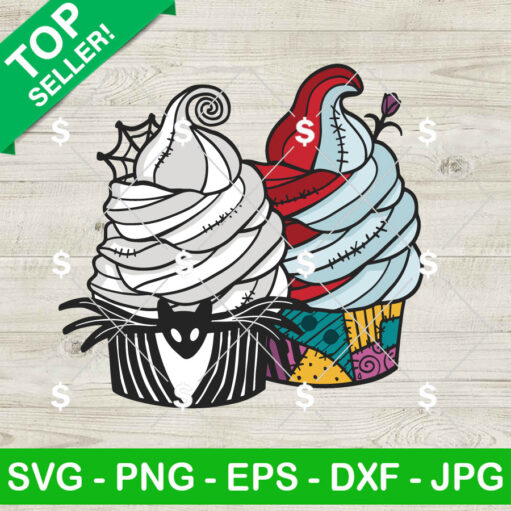 Jack And Sally Skellington Sweet Swirl Cupcake SVG