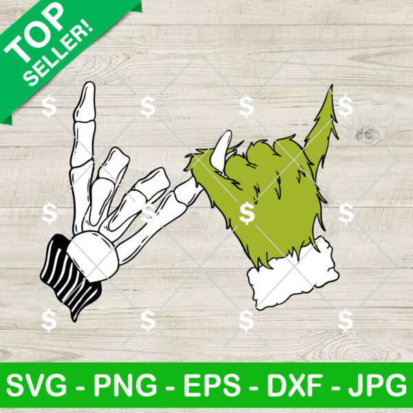 Jack Skellington And Grinch Hand Pinky Promise SVG, Skeleton Jack Skellington SVG, Grinch Hand PNG Digital Files