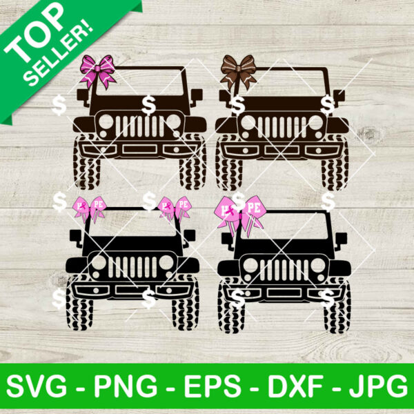 Jeep Car Breast Cancer Coquette Bow SVG Bundle, Jeep Bow SVG, Football Bow SVG