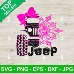 Jeep Girl Mandala Flower SVG, Jeep Girl Pink Bow SVG, Offroad SVG PNG Digital Files