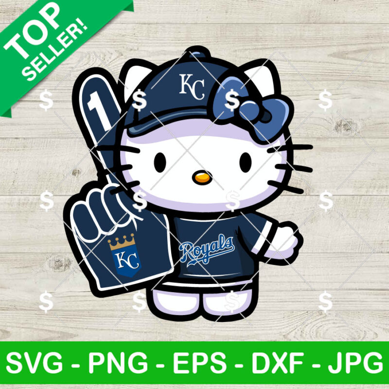 Kansas City Royals Hello Kitty MLB SVG, Hello Kitty Baseball Cheerleader SVG, Kitty MLB SVG