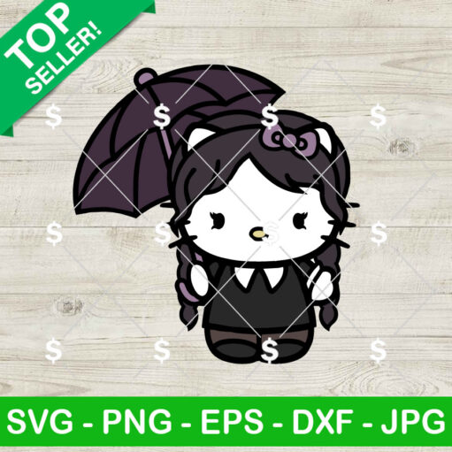 Kitty As Wednesday Addams SVG