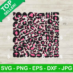 Leopard Breast Cancer Pattern SVG, Leopard Ribbon SVG, Breast Cancer Awareness SVG