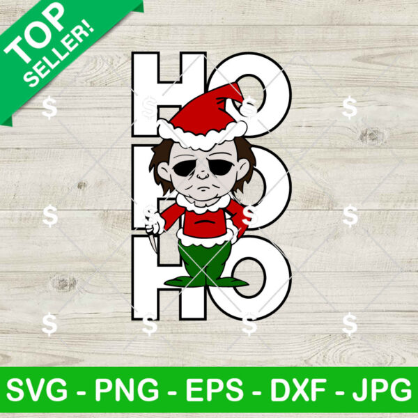 Michael Myers Movie Door Sign SVG, Cute Michael Myers Santa SVG, Horror Christmas Door Hanger PNG Files
