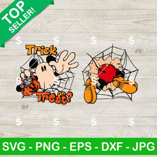 Mickey Ghost Two Sided Trick or Treat SVG, Mickey Trick Or Treat SVG, Halloween SVG Digital Files
