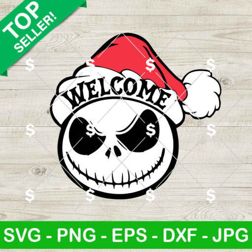 Jack Skellington Welcome Christmas Door Sign SVG