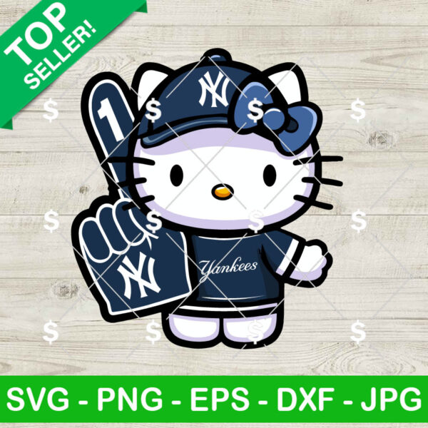 New York Yankees Hello Kitty MLB SVG, Hello Kitty MLB SVG, Yankees Baseball Kitty Cat SVG