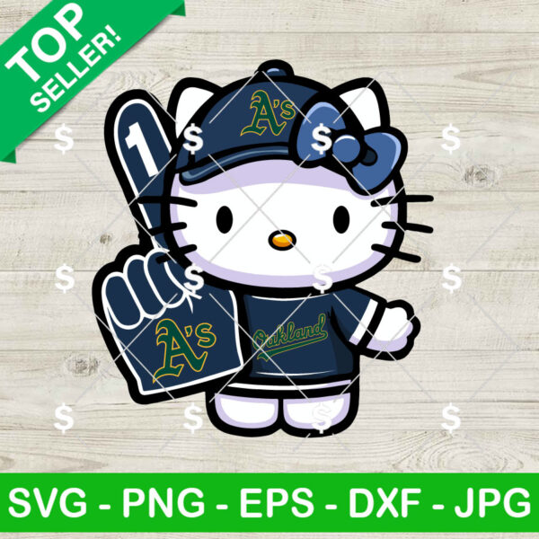 Oakland Athletics Hello Kitty Baseball SVG, Hello Kitty MLB SVG, Oakland Athletics Baseball Kitty Cat SVG