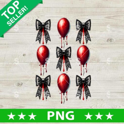 Pennywise Balloon With Coquette Bow PNG