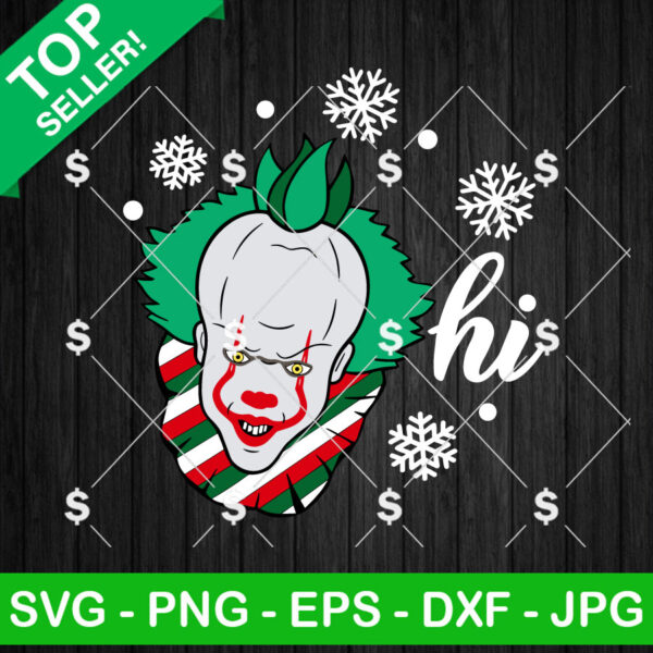 Pennywise Christmas Door Sign SVG, Hi Christmas Pennywise SVG, Horror Christmas PNG Digital Files