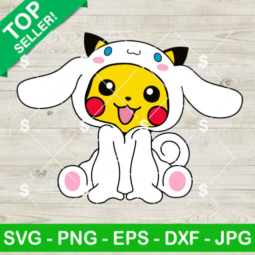 Pikachu With Cinnamoroll Suit Svg