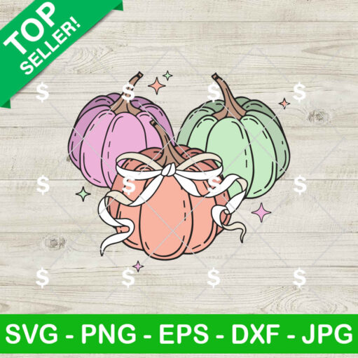 Pumpkins With Coquette Bow Svg